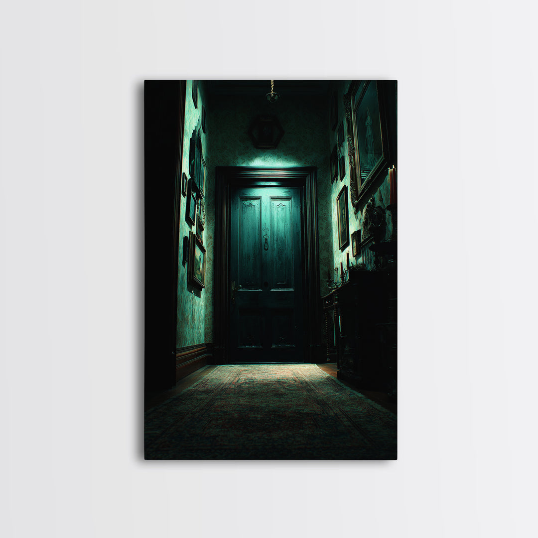The Thirteenth Door Of Arkham House, Vertical Wall Art, Spooky Home Decor, Canvas Print, Halloween Wall Decor, Gothic Home Decor