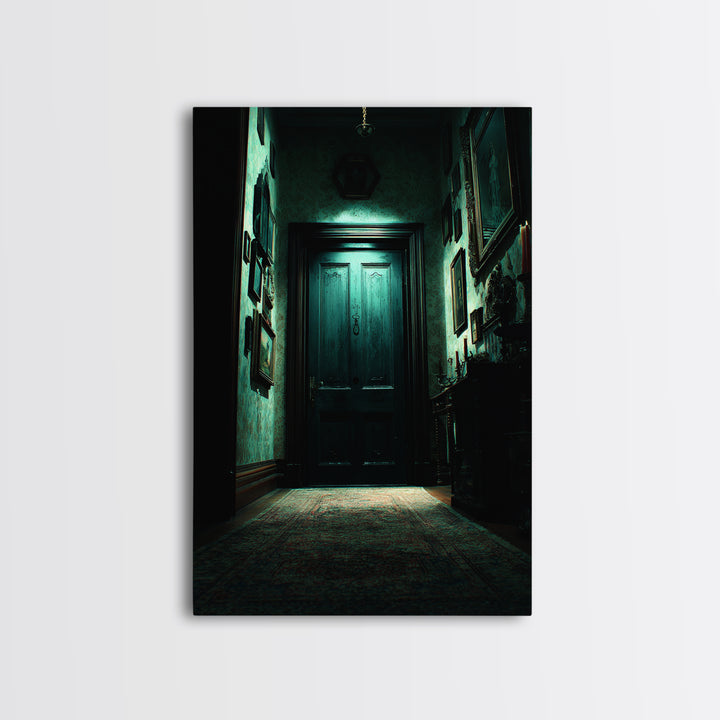The Thirteenth Door Of Arkham House, Vertical Wall Art, Spooky Home Decor, Canvas Print, Halloween Wall Decor, Gothic Home Decor