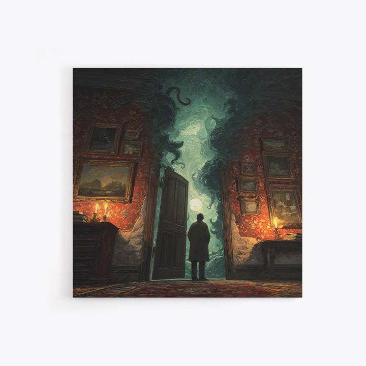 The Thirteenth Door Of Arkham House, Square Wall Art, Dark Fantasy Wall Art, Canvas Print, Halloween Wall Decor, Gothic Home Decor