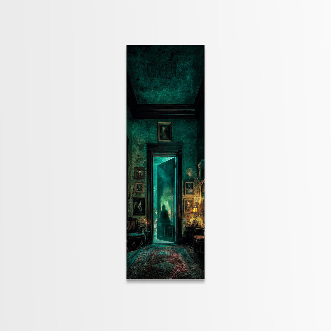 The Thirteenth Door Of Arkham House, Tall Narrow Wall Art, Spooky Home Decor, Canvas Print, Halloween Wall Decor, Gothic Home Decor