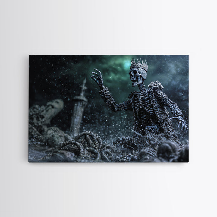 The Salt King Of The Black Shore, Landscape Wall Art, Lovecraftian Horror Art, Canvas Print, Halloween Wall Decor, Gothic Home Decor