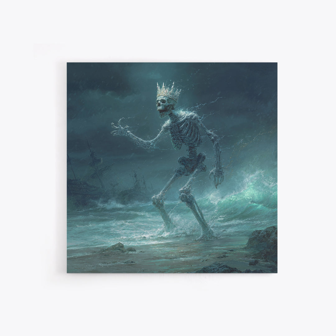 The Salt King Of The Black Shore, Square Wall Art, Dark Halloween Decor, Framed Canvas Print, Halloween Wall Decor, Gothic Home Decor