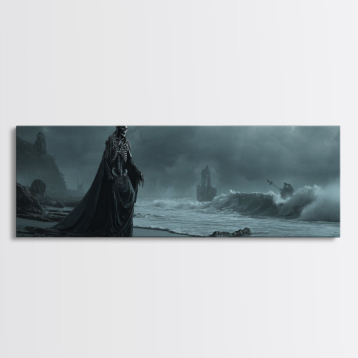 The Salt King Of The Black Shore, Extra Wide Wall Art, Gothic Horror Wall Art, Framed Canvas Print, Halloween Wall Decor, Gothic Home Decor