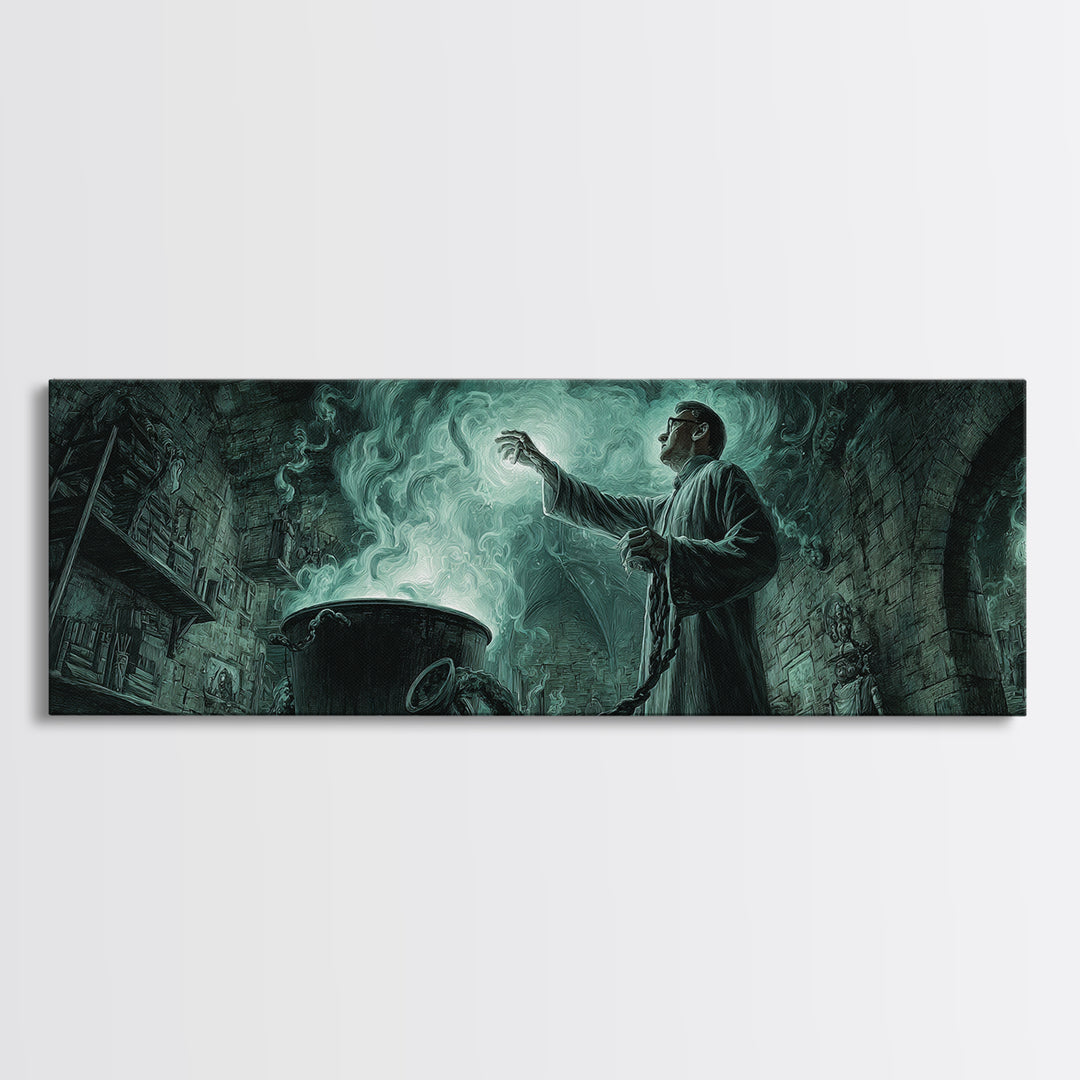 The Dreamwell Beneath Miskatonic, Extra Wide Wall Art, Eldritch Gothic Decor, Canvas Print, Halloween Wall Decor, Gothic Home Decor