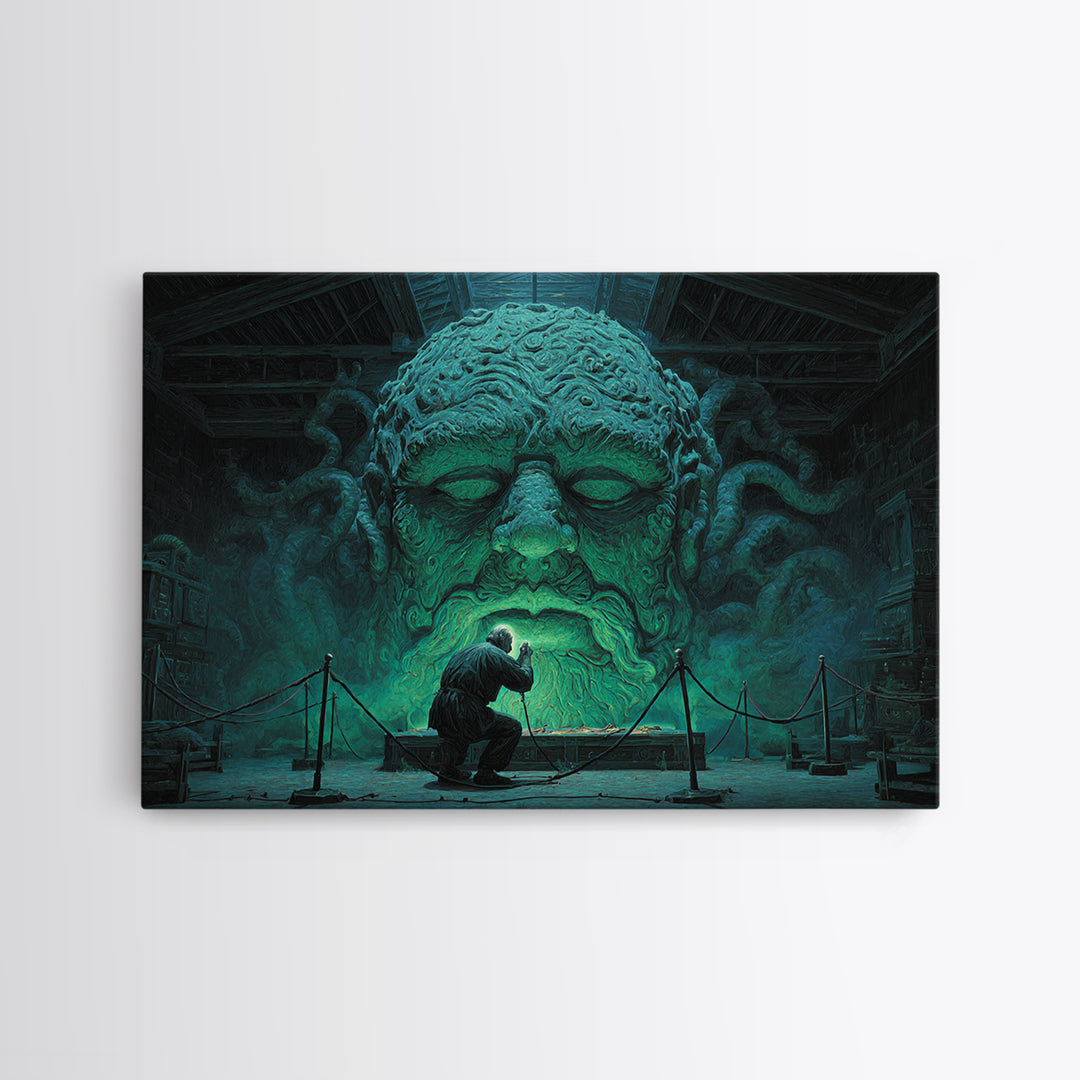 The Custodian Of The Whispering Idol, Landscape Wall Art, Dark Halloween Decor, Canvas Print, Halloween Wall Decor, Gothic Home Decor