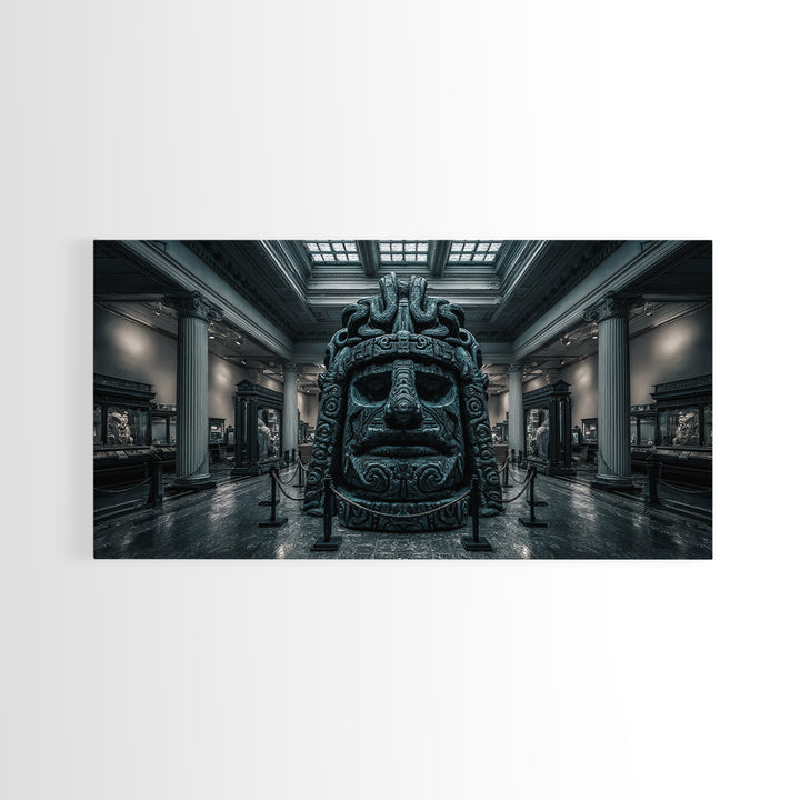 The Custodian Of The Whispering Idol, Wide Panoramic Art, Eldritch Gothic Decor, Framed Canvas Print, Halloween Wall Decor, Macabre Wall Art