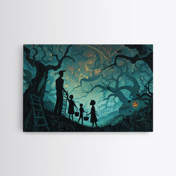 The Children Of The Star Orchard, Landscape Wall Art, Dark Fantasy Wall Art, Framed Canvas Print, Halloween Wall Decor, Gothic Home Decor