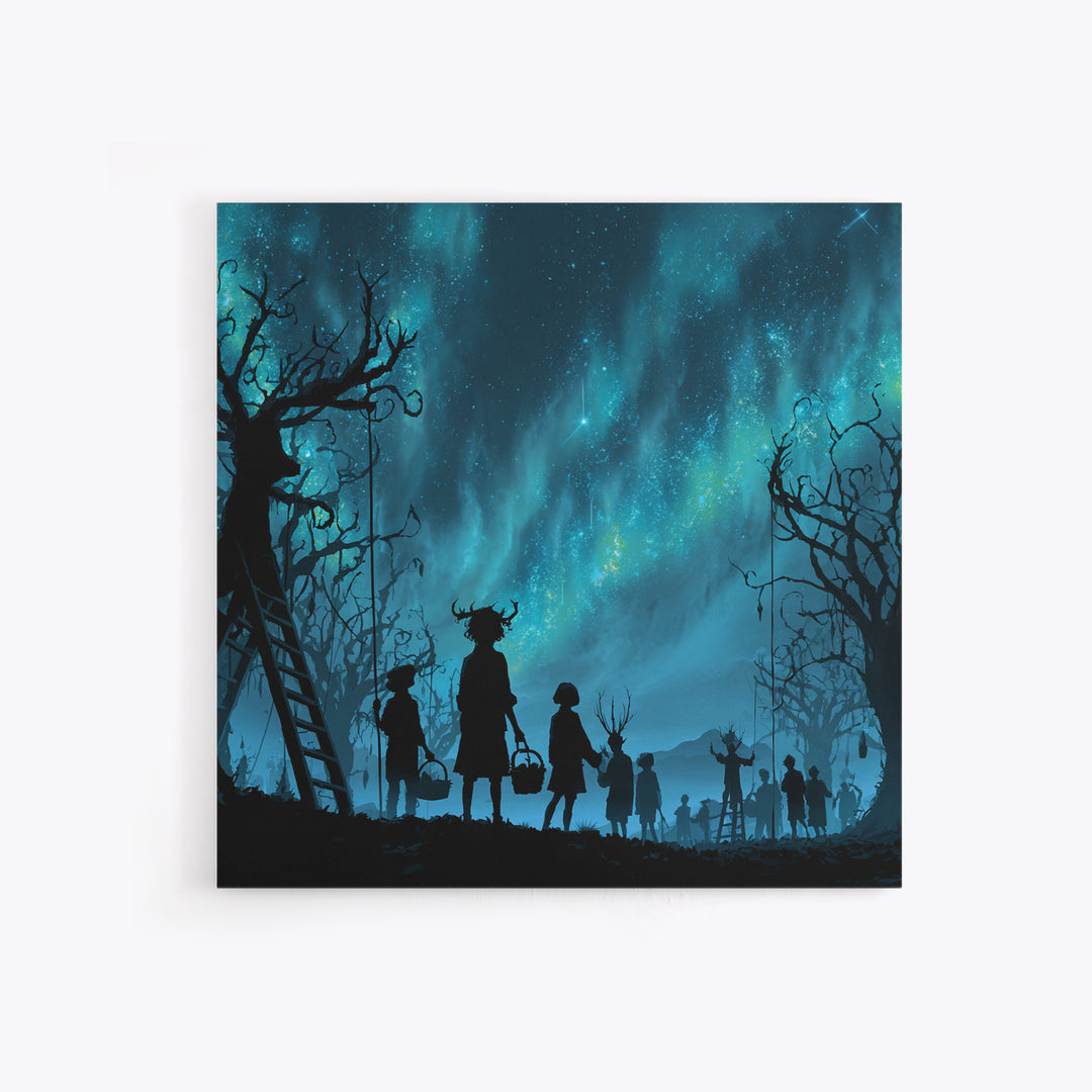 The Children Of The Star Orchard, Square Wall Art, Eldritch Gothic Decor, Framed Canvas Print, Halloween Wall Decor, Gothic Home Decor