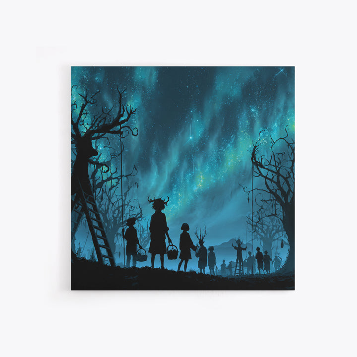 The Children Of The Star Orchard, Square Wall Art, Eldritch Gothic Decor, Framed Canvas Print, Halloween Wall Decor, Gothic Home Decor