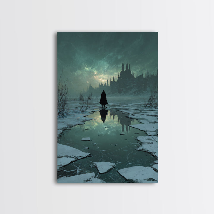 The Frost Beyond Carcosa, Vertical Wall Art, Eldritch Gothic Decor, Framed Canvas Print, Halloween Wall Decor, Gothic Home Decor