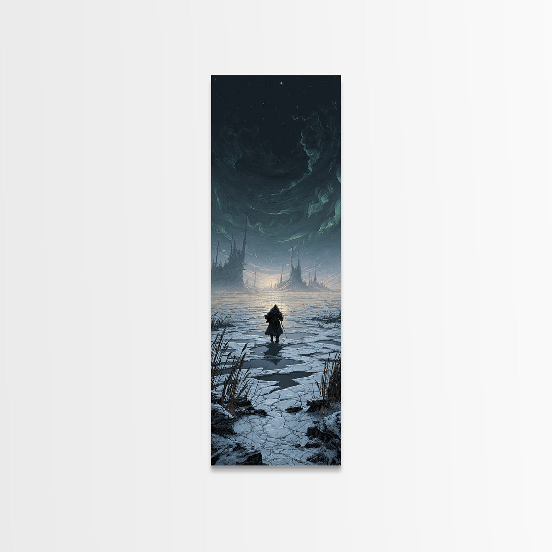 The Frost Beyond Carcosa, Tall Narrow Wall Art, Gothic Horror Wall Art, Framed Canvas Print, Halloween Wall Decor, Gothic Home Decor