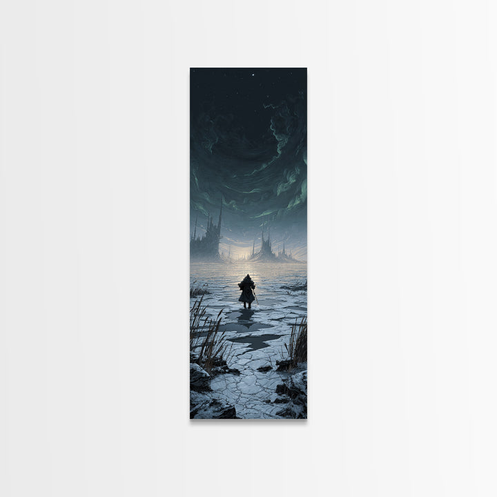 The Frost Beyond Carcosa, Tall Narrow Wall Art, Gothic Horror Wall Art, Framed Canvas Print, Halloween Wall Decor, Gothic Home Decor