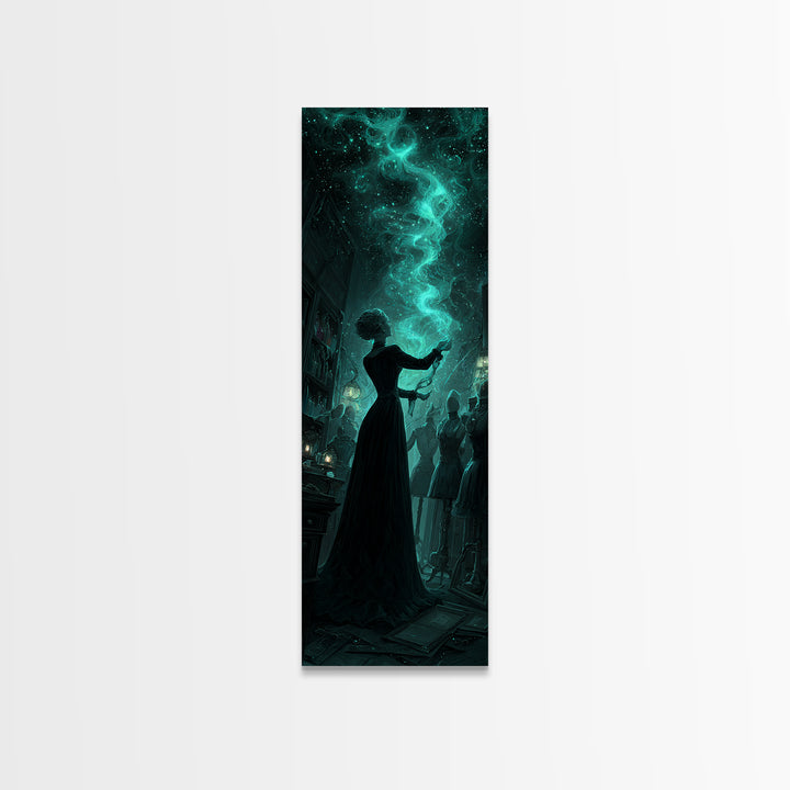 The Seamstress Of Living Nebulae, Tall Narrow Wall Art, Lovecraftian Horror Art, Framed Canvas Print, Halloween Wall Decor, Horror Wall Art