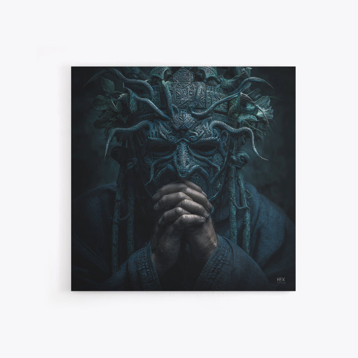 The Mask Of The Crawling God, Square Wall Art, Eldritch Gothic Decor, Canvas Print, Halloween Wall Decor, Gothic Home Decor, Horror Wall Art