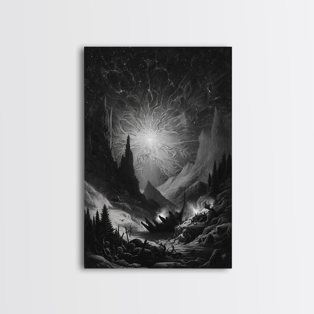 The Candelit Ark Of Forgotten Stars, Vertical Wall Art, Dark Fantasy Wall Art, Canvas Print, Halloween Wall Decor, Gothic Home Decor