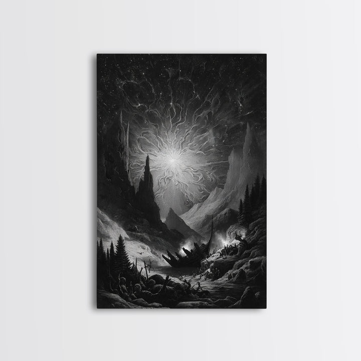 The Candelit Ark Of Forgotten Stars, Vertical Wall Art, Dark Fantasy Wall Art, Canvas Print, Halloween Wall Decor, Gothic Home Decor