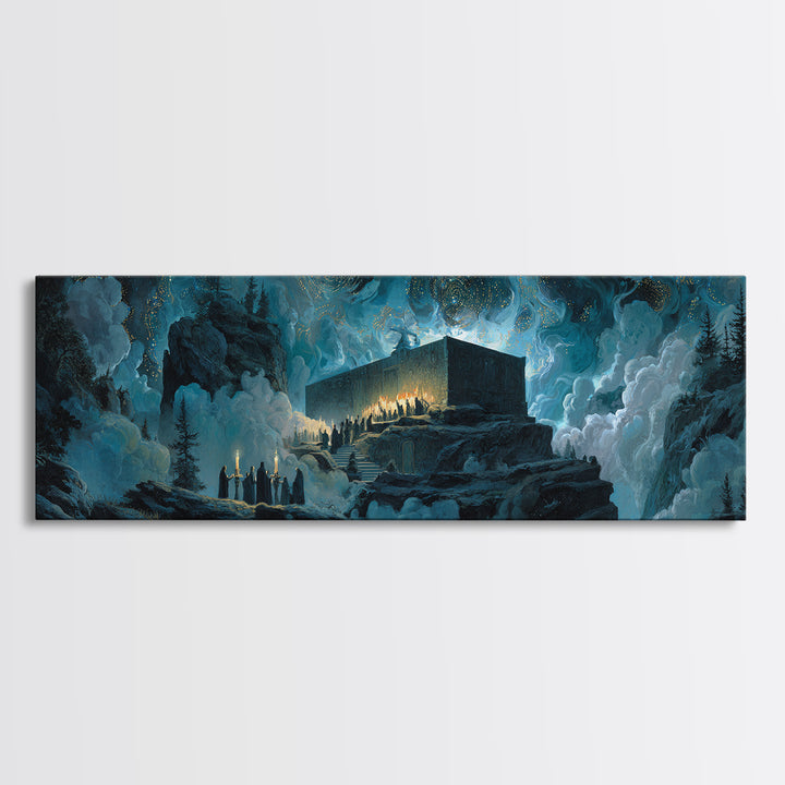 The Candelit Ark Of Forgotten Stars, Extra Wide Wall Art, Dark Fantasy Wall Art, Canvas Print, Halloween Wall Decor, Gothic Home Decor