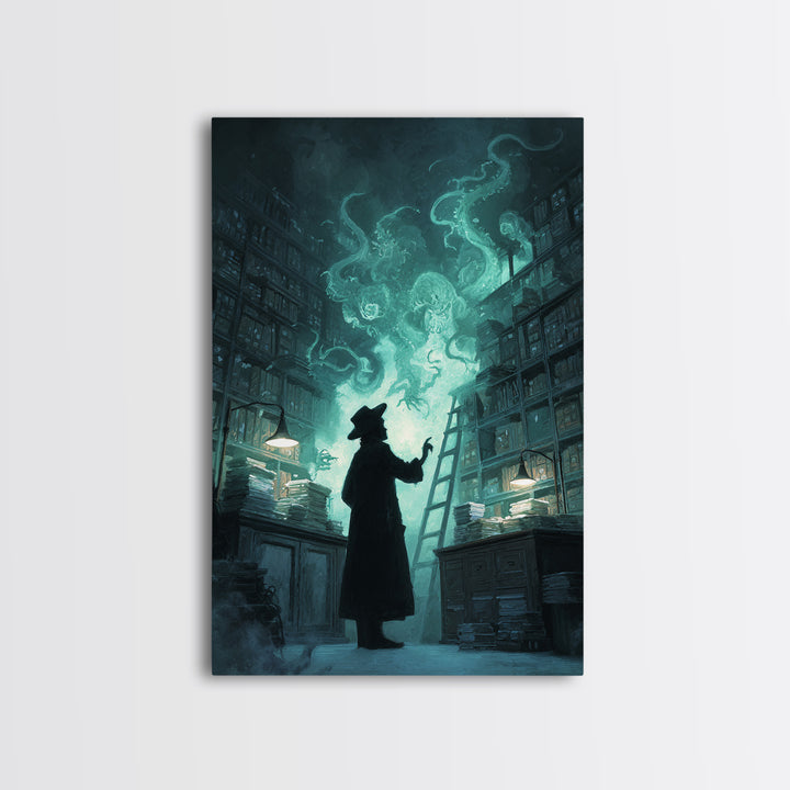 The Archivist Of Dreaming Bones, Vertical Wall Art, Dark Fantasy Wall Art, Canvas Print, Halloween Wall Decor, Gothic Home Decor