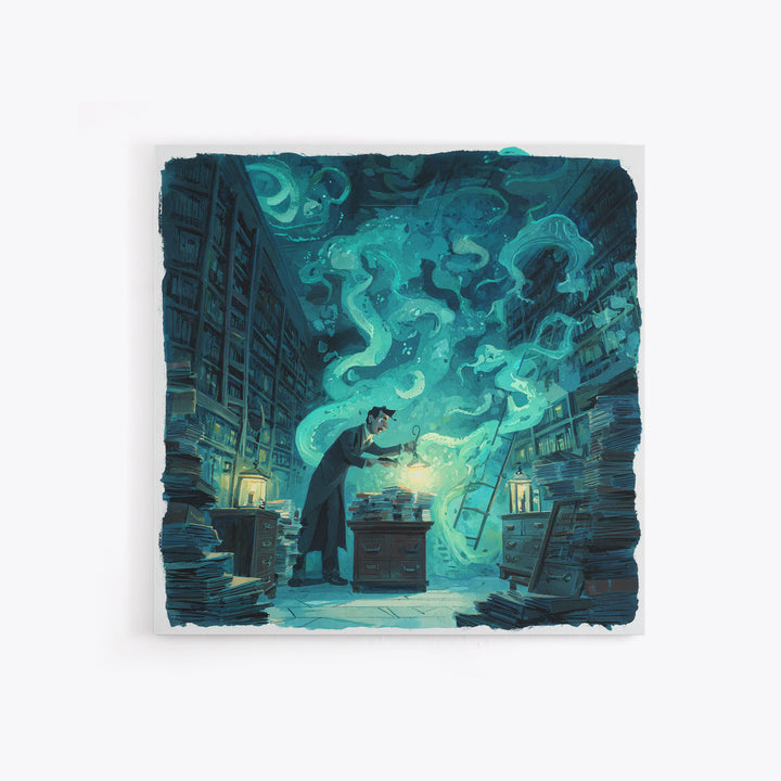 The Archivist Of Dreaming Bones, Square Wall Art, Lovecraftian Horror Art, Canvas Print, Halloween Wall Decor, Gothic Home Decor