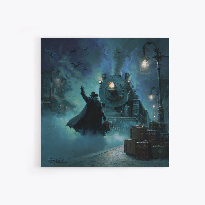 The Phantom Train To Kadath, Square Wall Art, Spooky Home Decor, Framed Canvas Print, Halloween Wall Decor, Gothic Home Decor