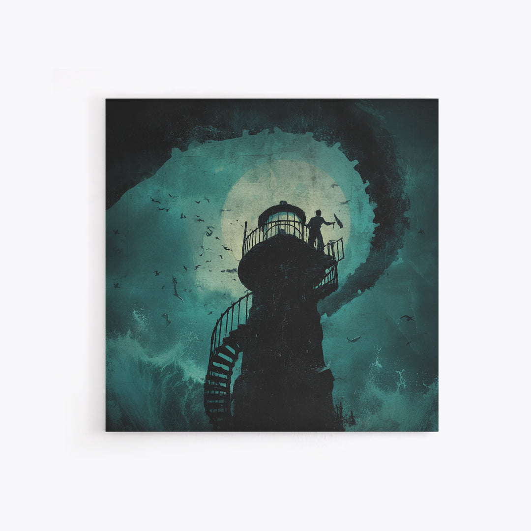 The Last Lighthouse Of Y’Ha-Nthlei, Square Wall Art, Spooky Home Decor, Canvas Print, Halloween Wall Decor, Gothic Home Decor