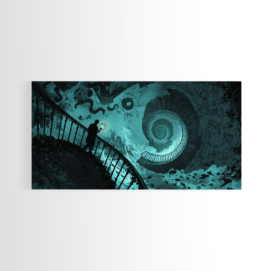 The Last Lighthouse Of Y’Ha-Nthlei, Wide Panoramic Art, Gothic Horror Wall Art, Canvas Print, Halloween Wall Decor, Gothic Home Decor