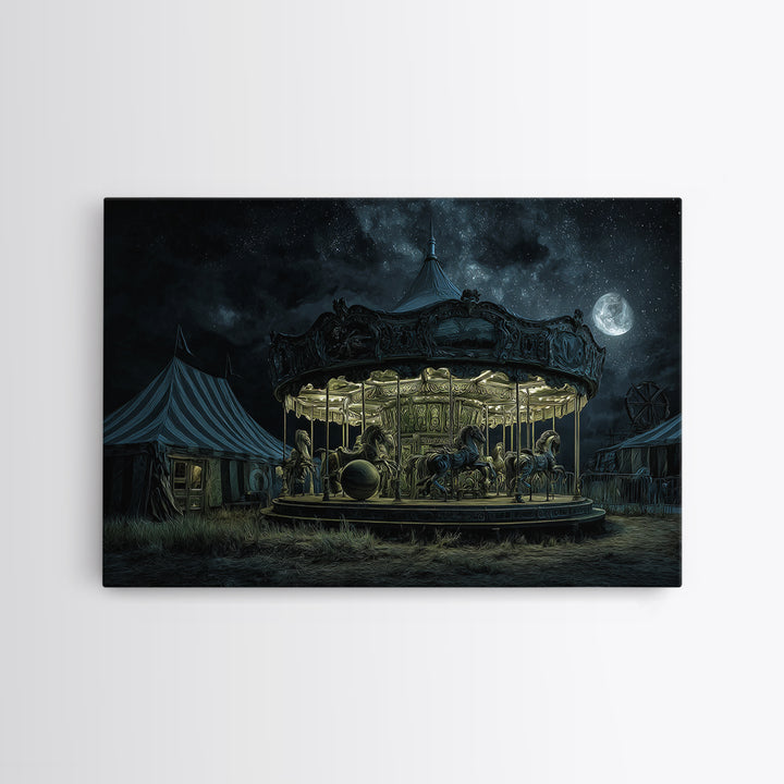 The Carousel Of Sleeping Planets, Landscape Wall Art, Dark Fantasy Wall Art, Canvas Print, Halloween Wall Decor, Gothic Home Decor