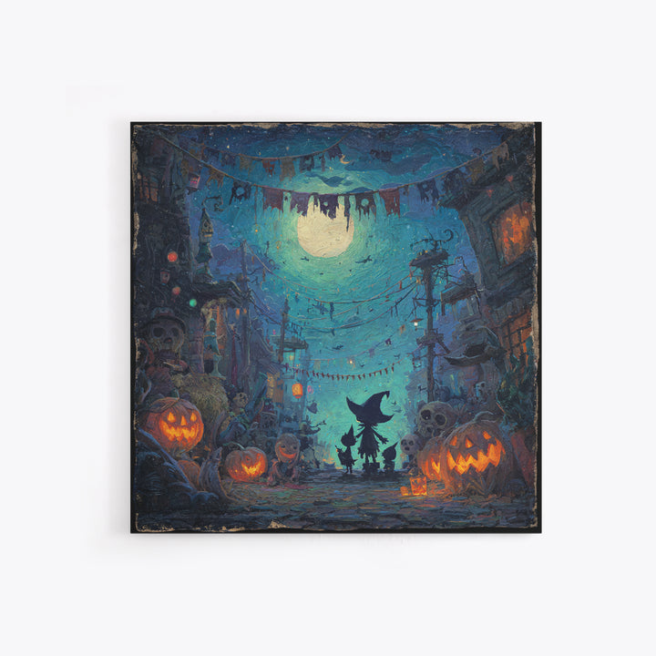 The Festival Of The Little Old Ones, Square Wall Art, Macabre Wall Art, Framed Canvas Print, Halloween Wall Decor, Gothic Home Decor