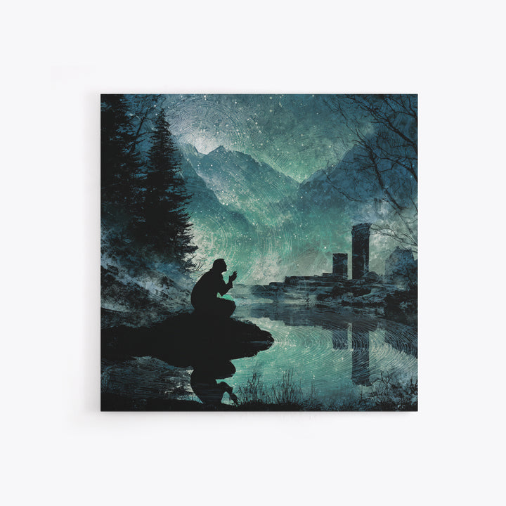 The Mirror Lake Of Lost Constellations, Square Wall Art, Dark Halloween Decor, Canvas Print, Halloween Wall Decor, Gothic Home Decor