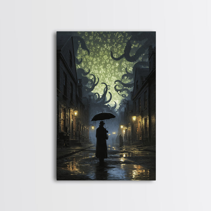 The Umbrella Of The Outer Rain, Vertical Wall Art, Gothic Horror Wall Art, Canvas Print, Halloween Wall Decor, Gothic Home Decor