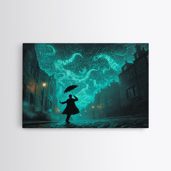 The Umbrella Of The Outer Rain, Landscape Wall Art, Cosmic Horror Wall Art, Framed Canvas Print, Halloween Wall Decor, Gothic Home Decor