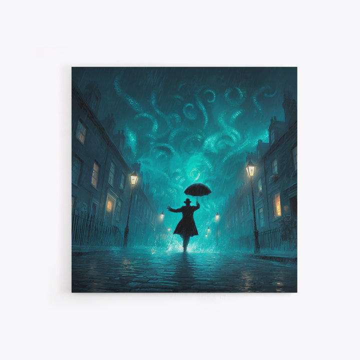 The Umbrella Of The Outer Rain, Square Wall Art, Cosmic Horror Wall Art, Framed Canvas Print, Halloween Wall Decor, Gothic Home Decor
