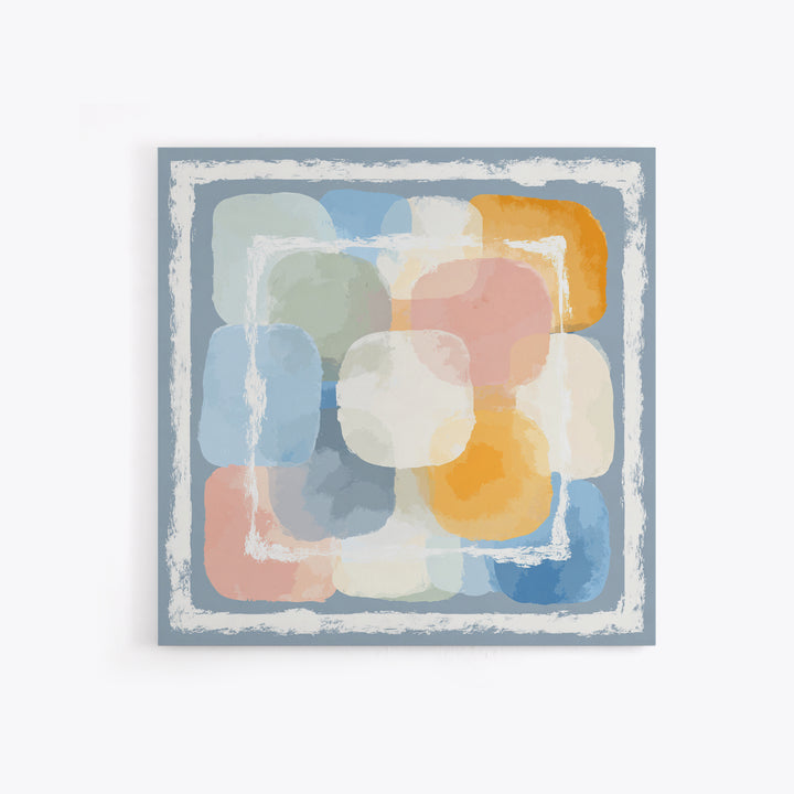 Simple Rainbow Pastel Shapes for Children Framed Canvas Print, Dental Office Art, Digital Artwork, Office Decor, Fine Art, Calm, DOA-1x1-21
