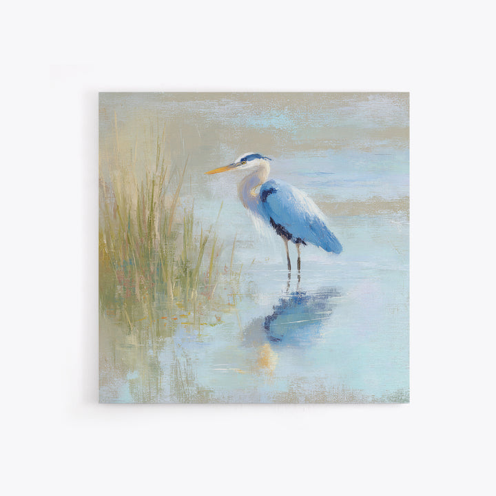 Blue Heron by Calm Marsh Water Canvas Print, Dental Office Art, Digital Print, Office Decor, Calm, Medical Office Decor, DOA-1x1-23