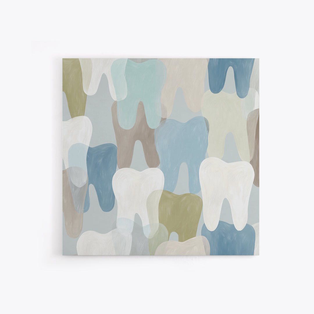 Playful Tooth Shaped Character Canvas Print, Dental Office Art, Medical Office Decor, Office Decor, Abstract Art, Calm, DOA-1x1-30