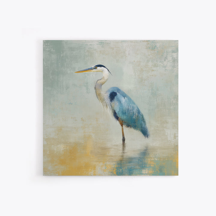 Blue Heron by Calm Marsh Water Framed Canvas Print, Dental Office Art, Motivational Poster, Office Decor, Fine Art, Calm, DOA-1x1-47
