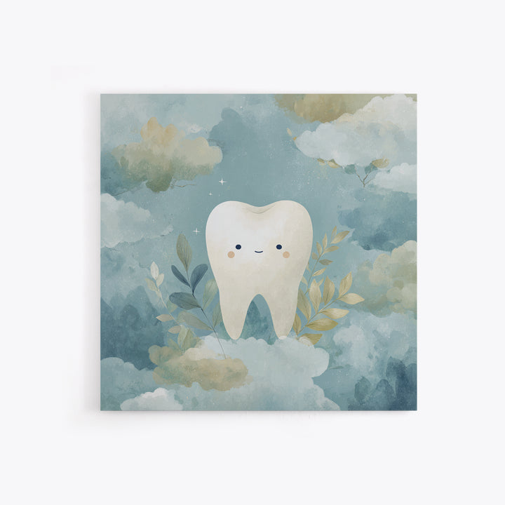 Playful Tooth Shaped Character Canvas Print, Dental Office Art, Medical Office Decor, Office Decor, Abstract Art, Calm, DOA-1x1-54