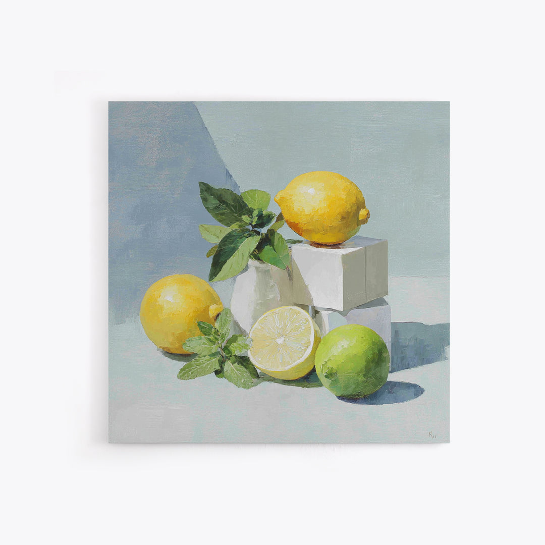 Fresh Citrus and Mint Still Life Canvas Print, Dental Office Art, Dental Hygienist, Office Decor, Watercolor Art, Calm, DOA-1x1-55