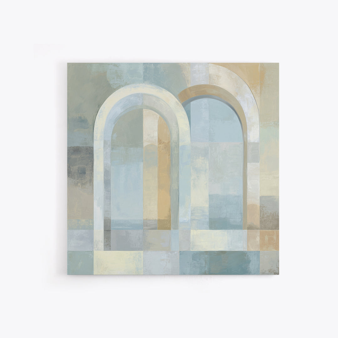 Light Scandinavian Abstract Arches Framed Canvas Print, Dental Office Art, Dental Assistant, Office Decor, Fine Art, Calm, DOA-1x1-65