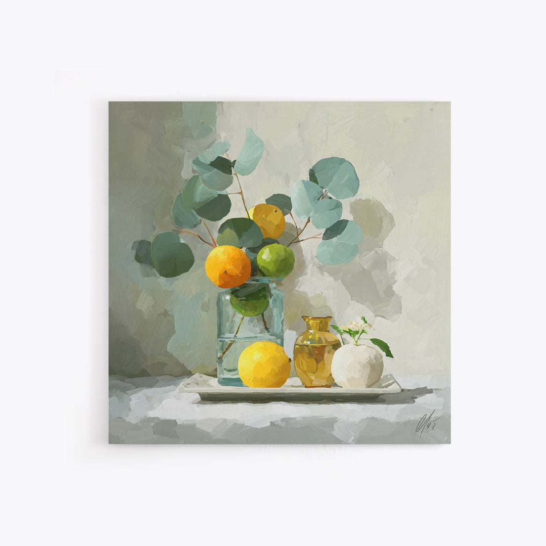 Fresh Citrus and Mint Still Life Framed Canvas Print, Dental Office Art, Unique Wall Art, Office Decor, Fine Art, Calm, DOA-1x1-7