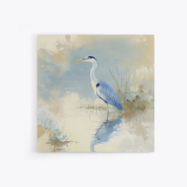 Blue Heron by Calm Marsh Water Framed Canvas Print, Dental Office Art, Tooth Art, Office Decor, Fine Art, Calm, Modern Decor, DOA-1x1-71