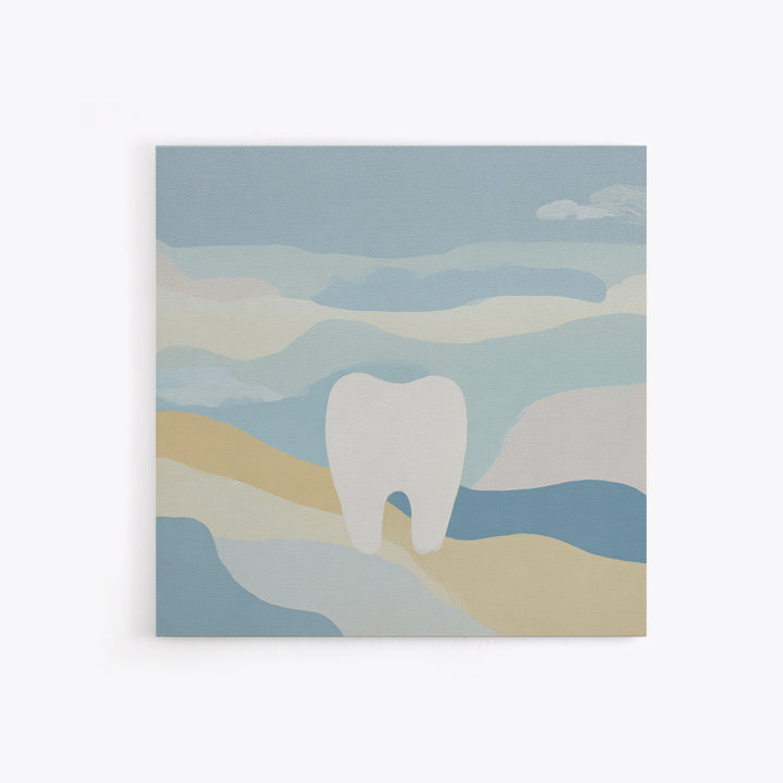 Playful Tooth Shaped Character Framed Canvas Print, Dental Office Art, Dentistry Art, Office Decor, Abstract Art, Calm, DOA-1x1-78