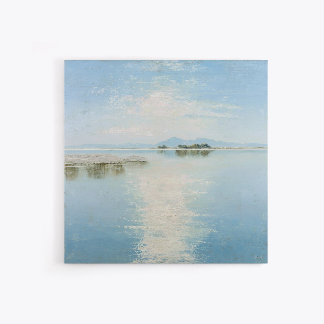 Sunlit Lake with Calming Reflections Canvas Print, Dental Office Art, Gallery Decor, Office Decor, Calm, Minimalist Decor, DOA-1x1-87