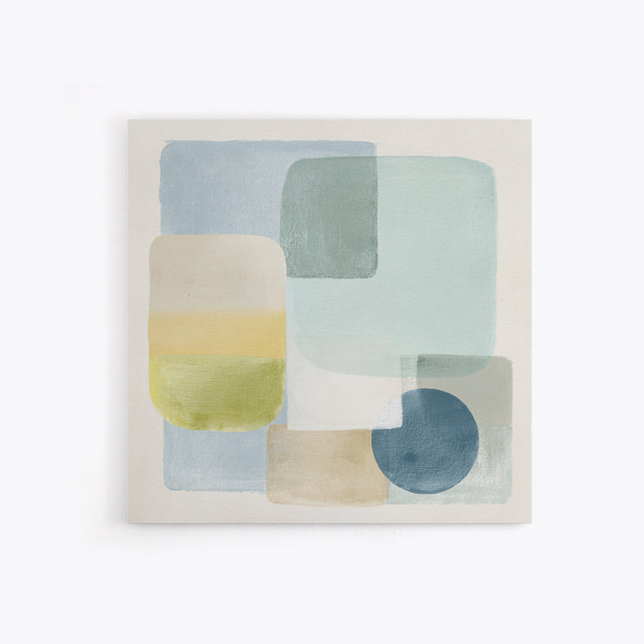 Simple Rainbow Pastel Shapes for Children Framed Canvas Print, Dental Office Art, Dental Gift, Office Decor, Abstract Art, Calm, DOA-1x1-93
