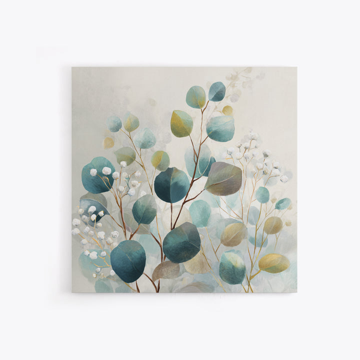 Soft Botanical Eucalyptus Print for Clean Atmosphere Canvas Print, Dental Office Art, Office Decor, Oil Painting, Calm, DOA-1x1-99