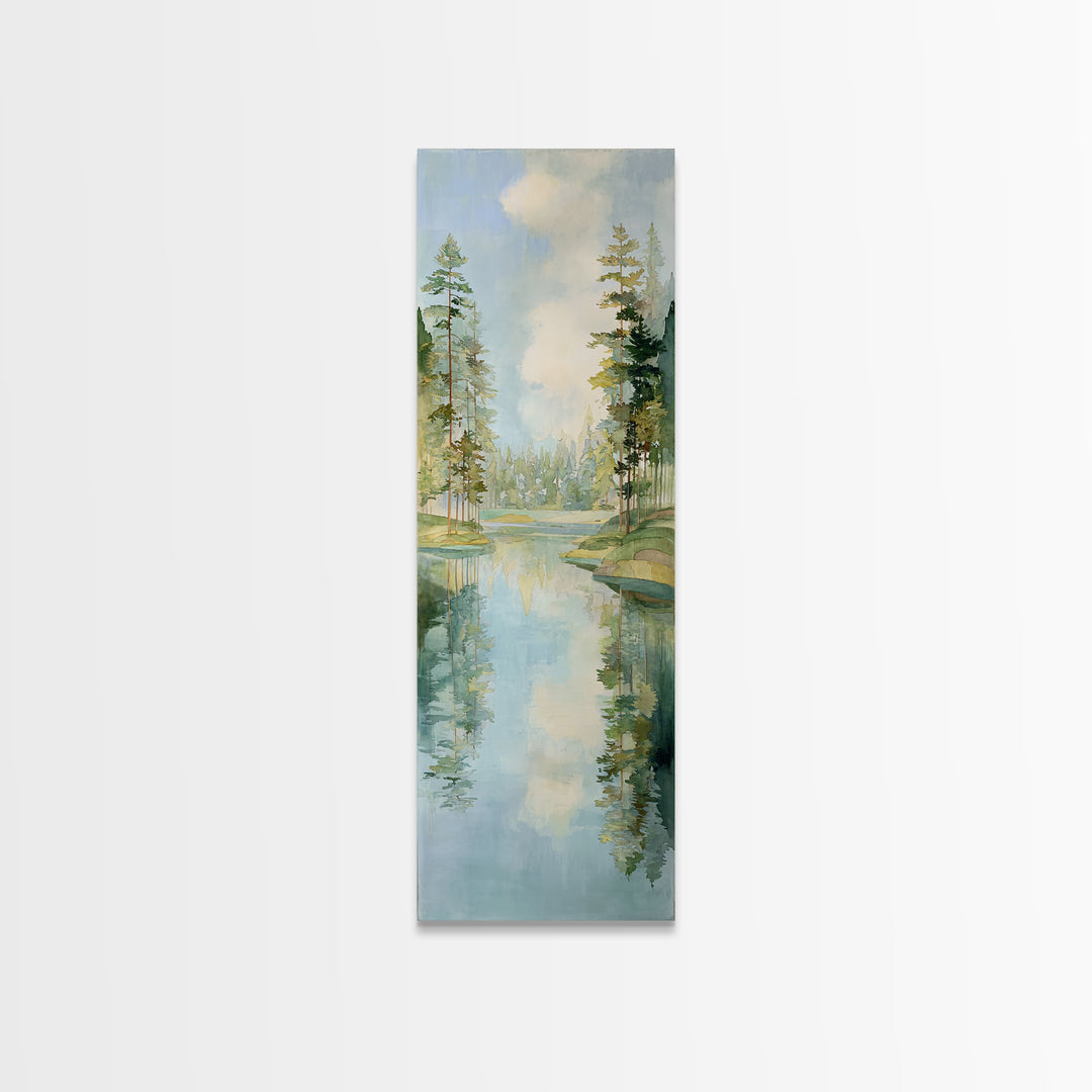 Sunlit Lake with Calming Reflections Framed Canvas Print, Dental Office Art, Dentistry Art, Office Decor, Fine Art, Calm, DOA-1x3-3