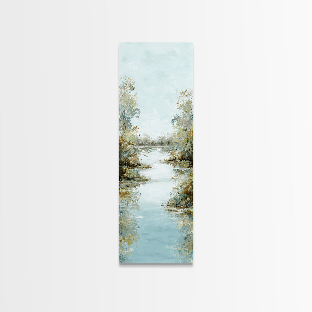 Sunlit Lake with Calming Reflections Canvas Print, Dental Office Art, Art Print, Office Decor, Fine Art, Calm, Unique Wall Art, DOA-1x3-51