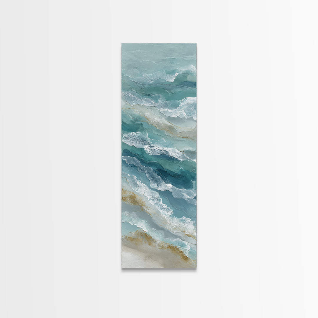 Calming Abstract Ocean Waves Framed Canvas Print, Dental Office Art, Dentist Art, Office Decor, Fine Art, Calm, Luxury Decor, DOA-1x3-61