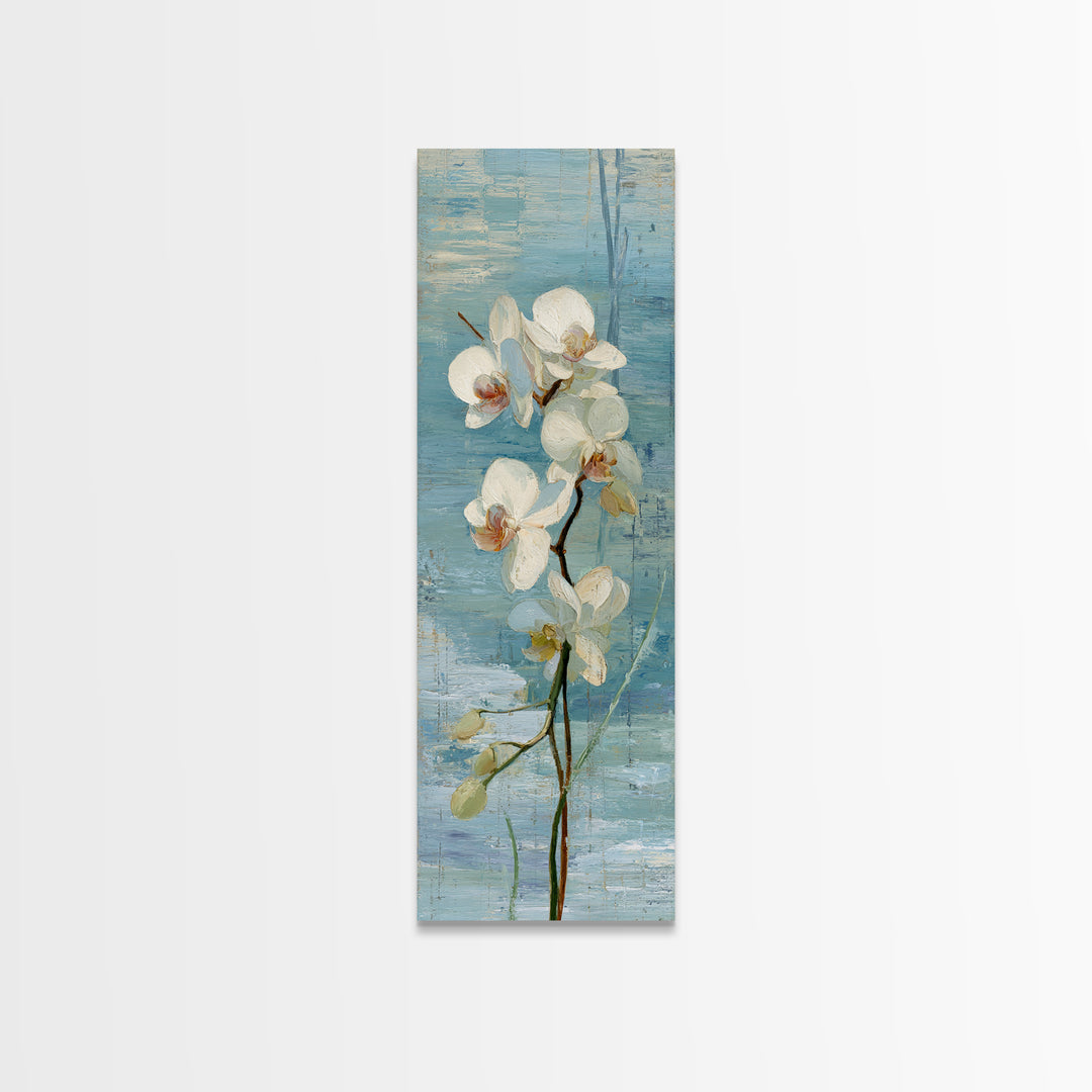 White Orchid on Stone Background Canvas Print, Dental Office Art, Art Print, Office Decor, Fine Art, Calm, Unique Wall Art, DOA-1x3-72