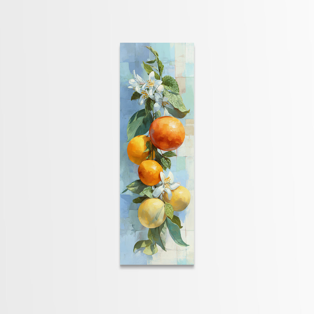 Fresh Citrus and Mint Still Life Framed Canvas Print, Dental Office Art, Office Decor, Oil Painting, Calm, Medical Art, DOA-1x3-91